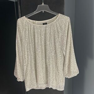 JM Collection Cream Sequin Blouse